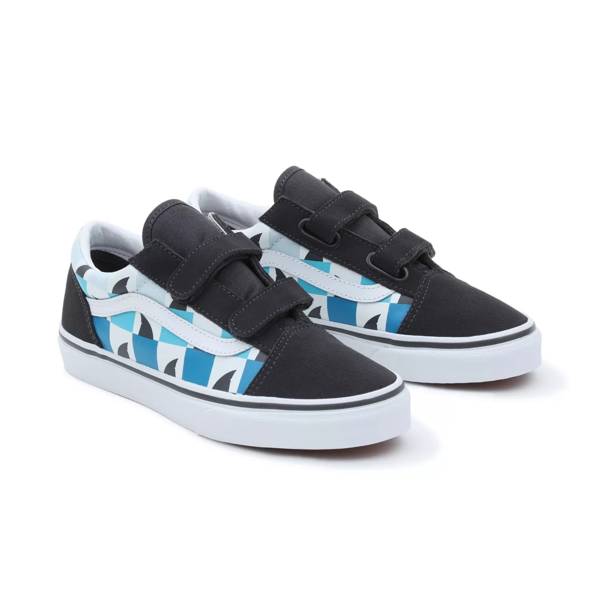 Vans Glow Checkerboard Sharks Old Skool Klettverschluss Schuhe Schwarz | VN963K2KC46